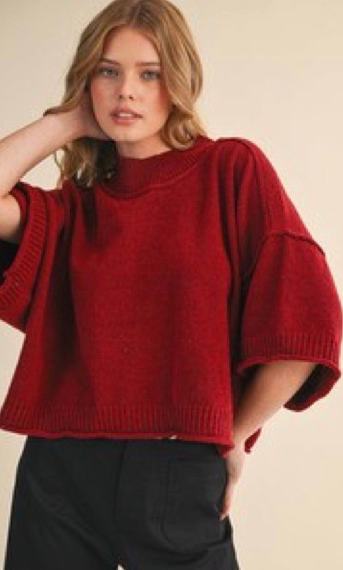 Wine knit top