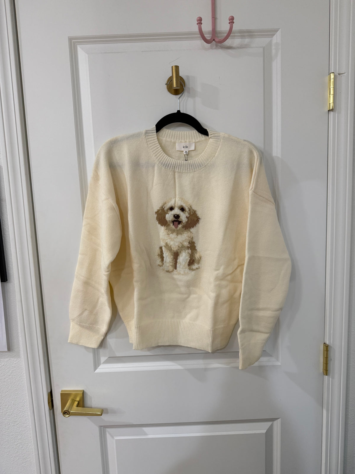 "COCKAPOO" LONG SLEEVE CREW NECK OVERSIZED SWEATER