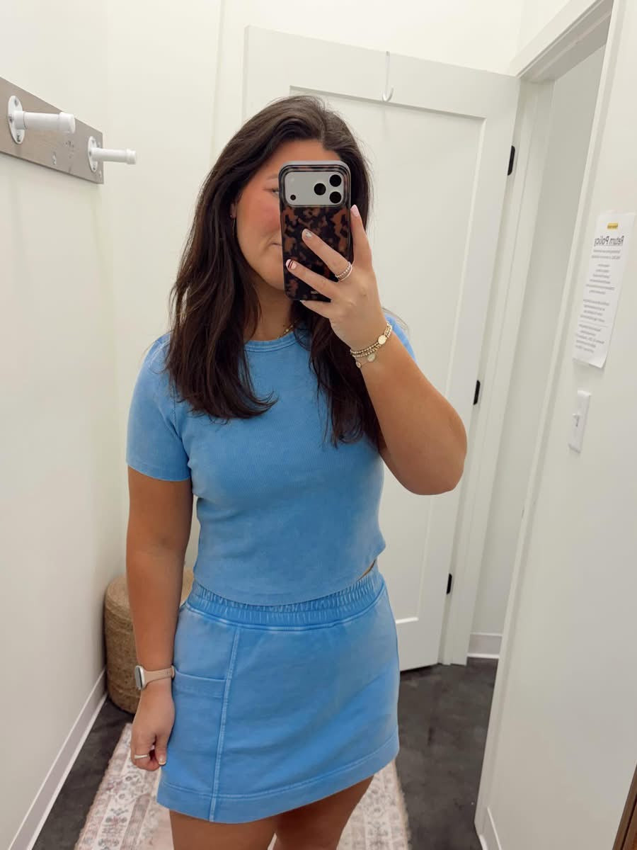french terry ribbed skort set (4 colors)
