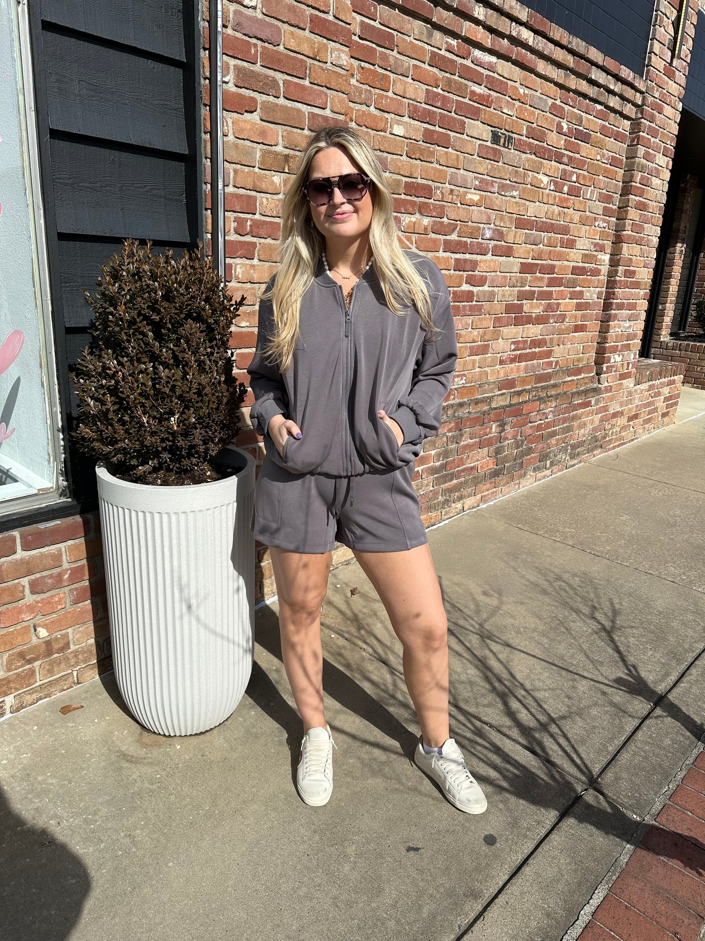 Charcoal modal zip up