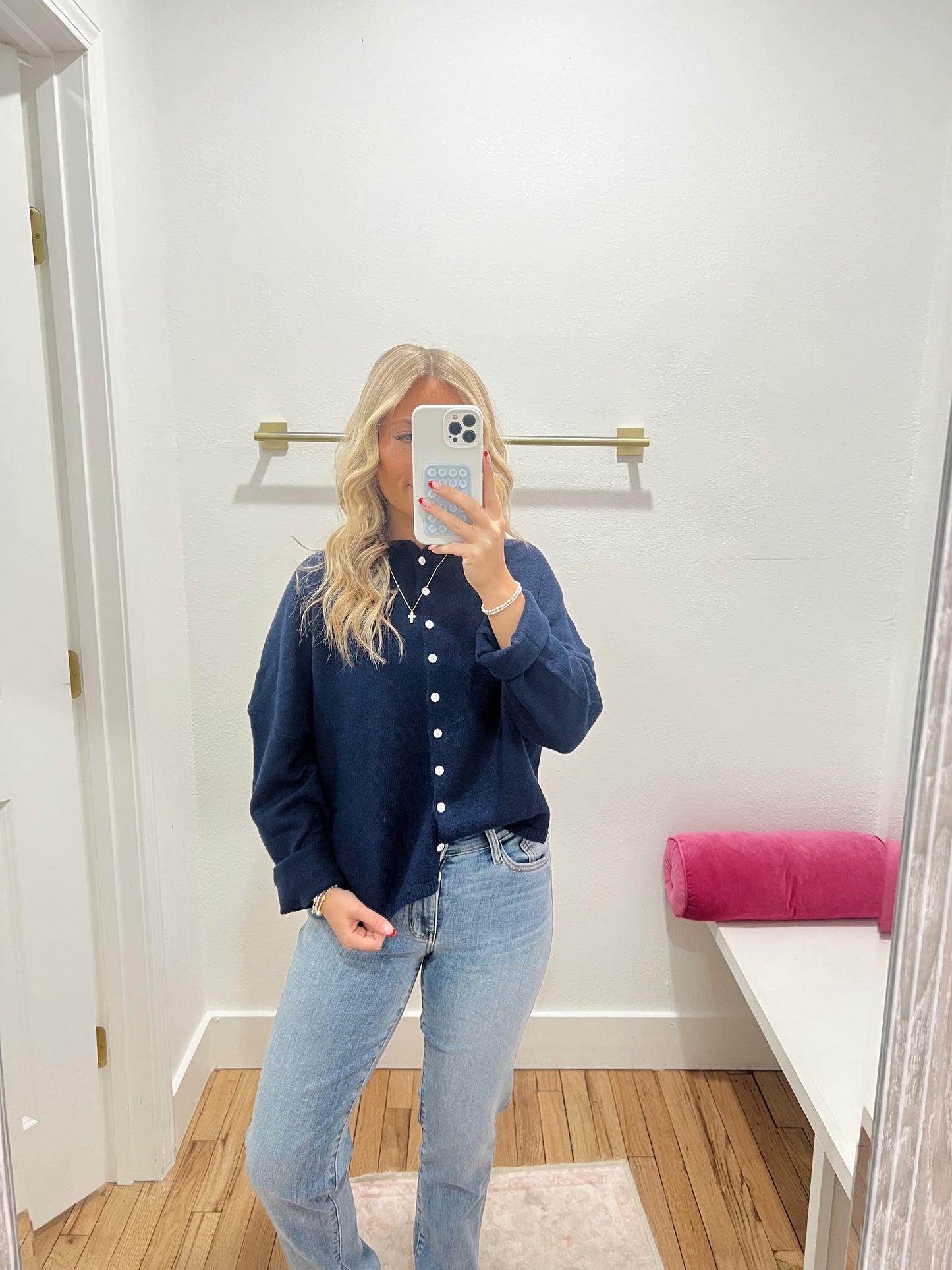 navy must have cardigan