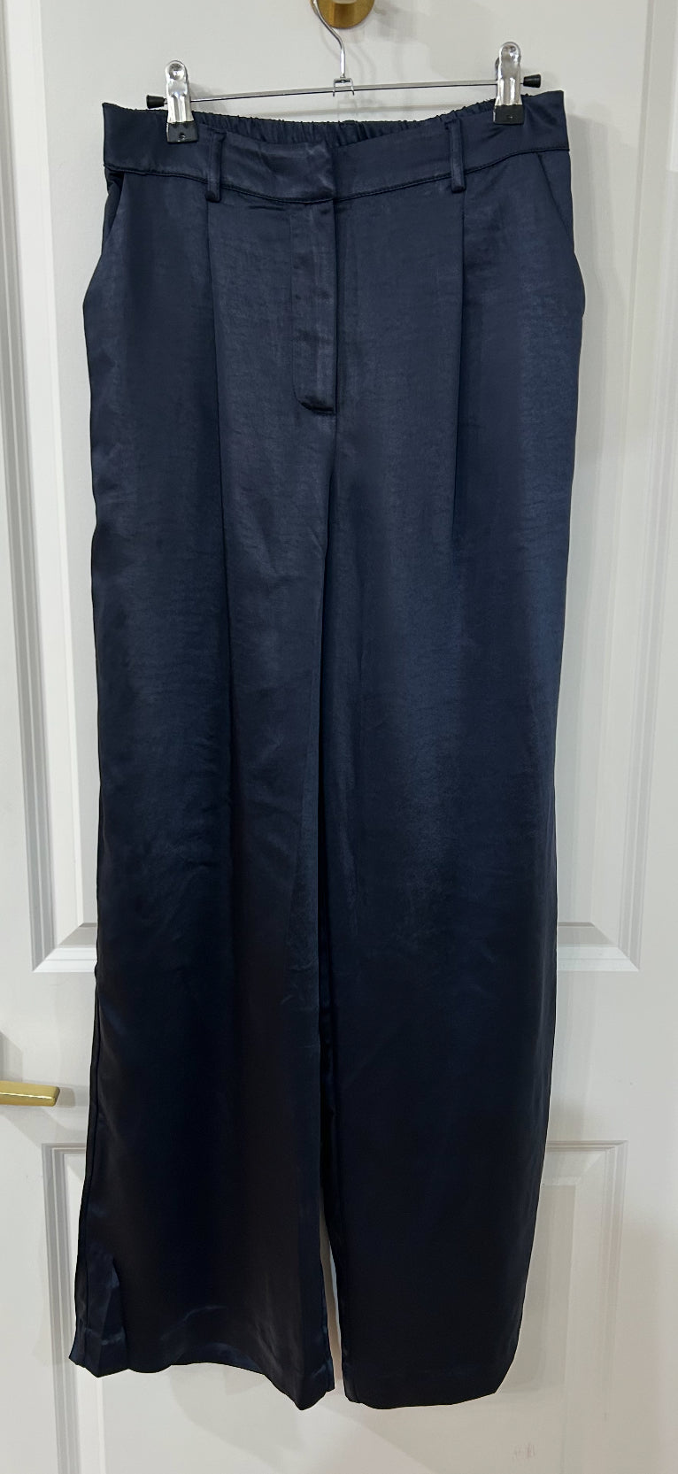 Navy dull satin trouser