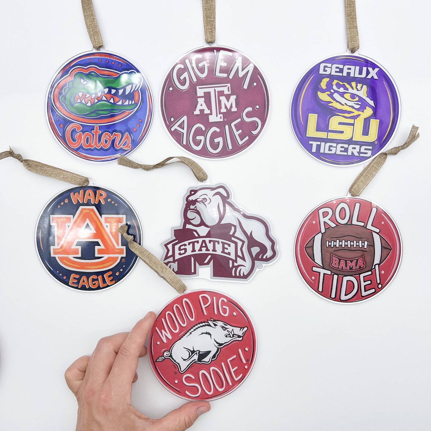 Arkansas Razorbacks Acrylic Ornament Woo Pig Sooie