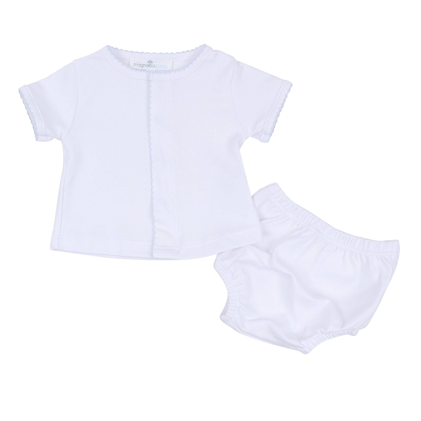 Solid Essentials Diaper Cover Set - White Light Blue