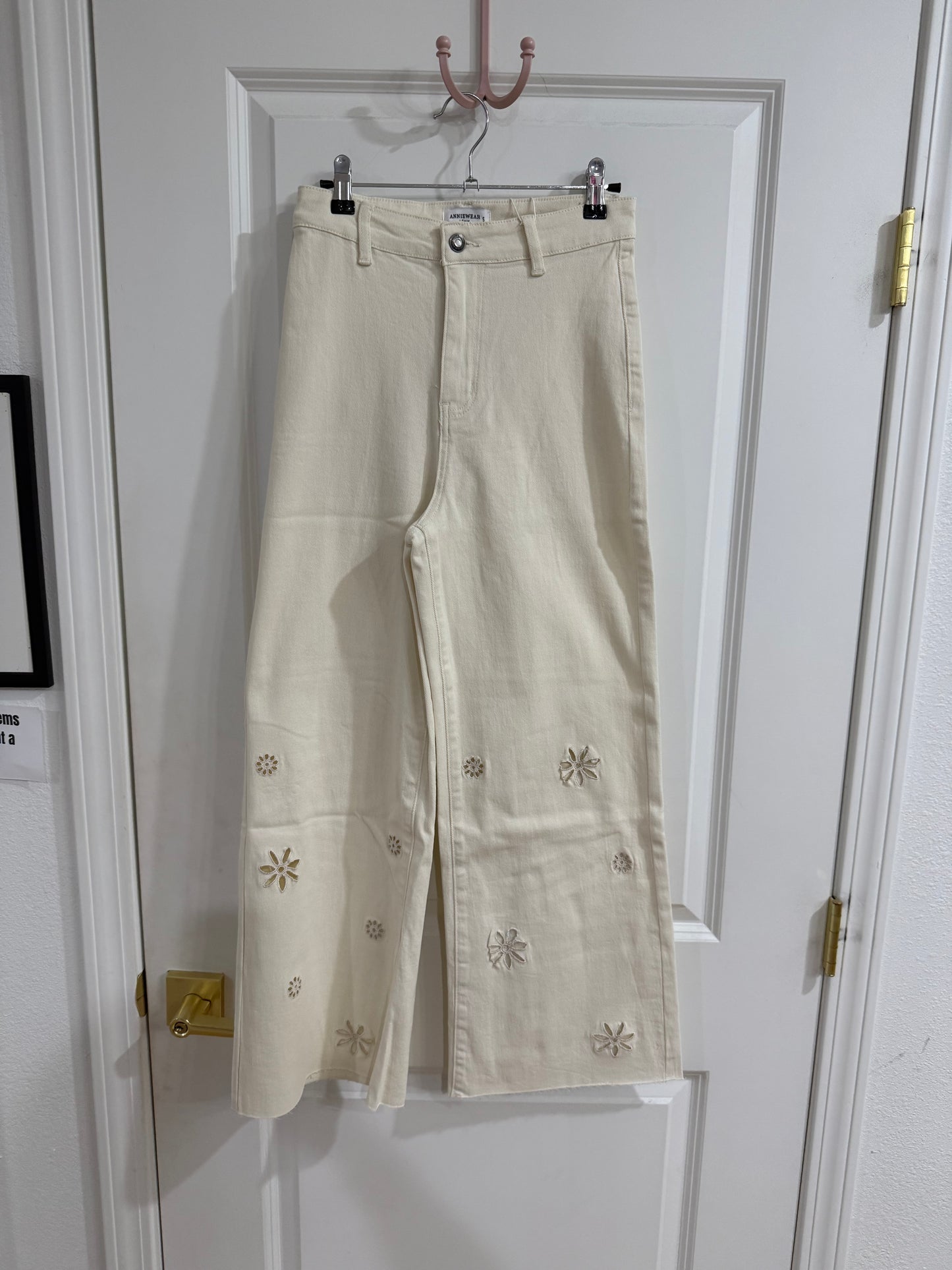 Eyelet Wide Leg Pant