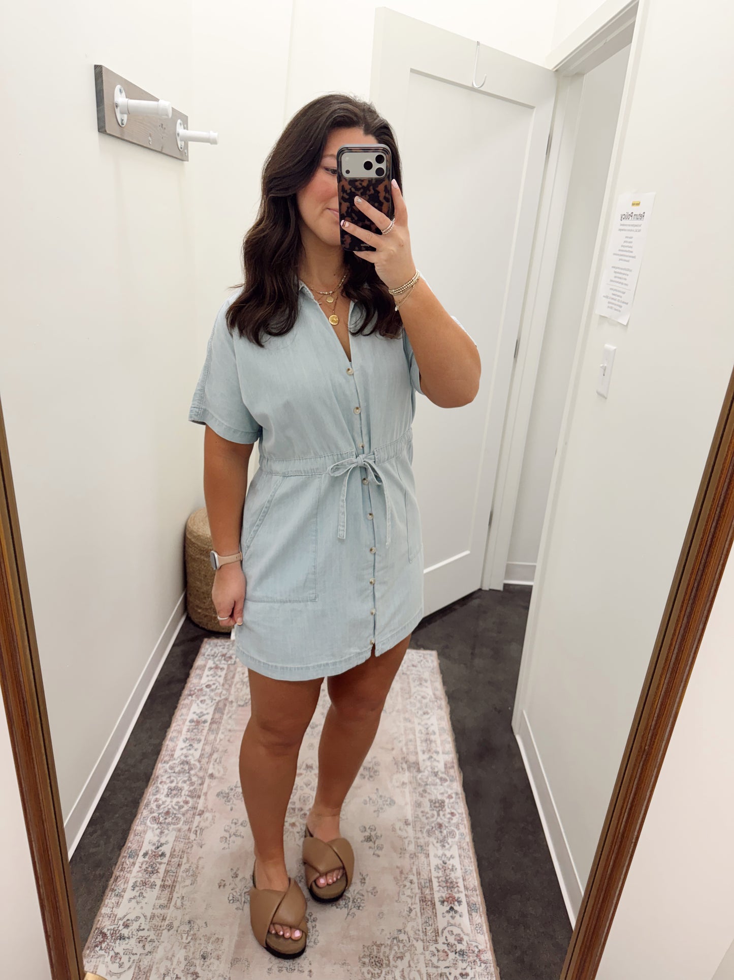 light denim collared mini dress