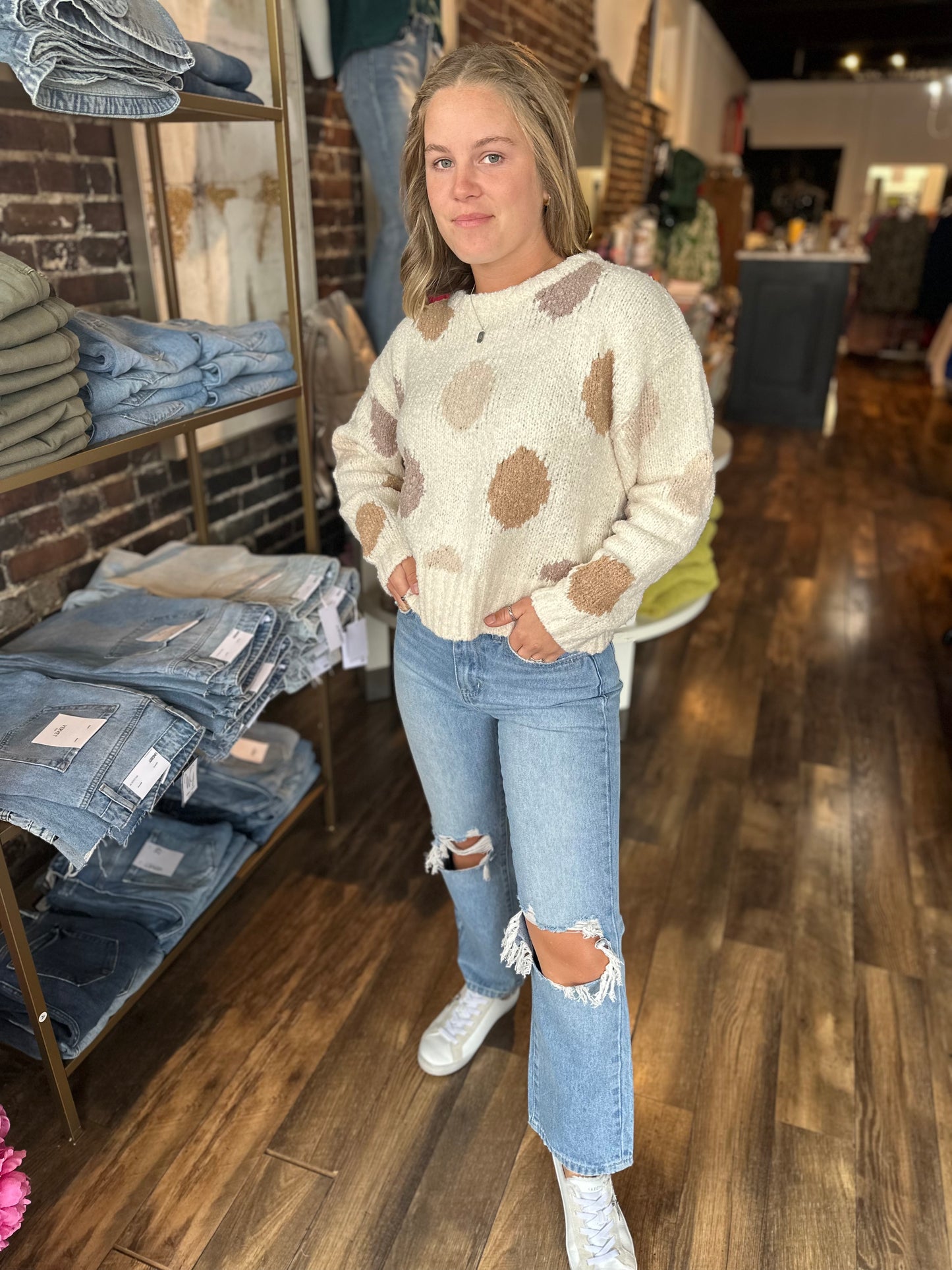 Cream Combo Sweater