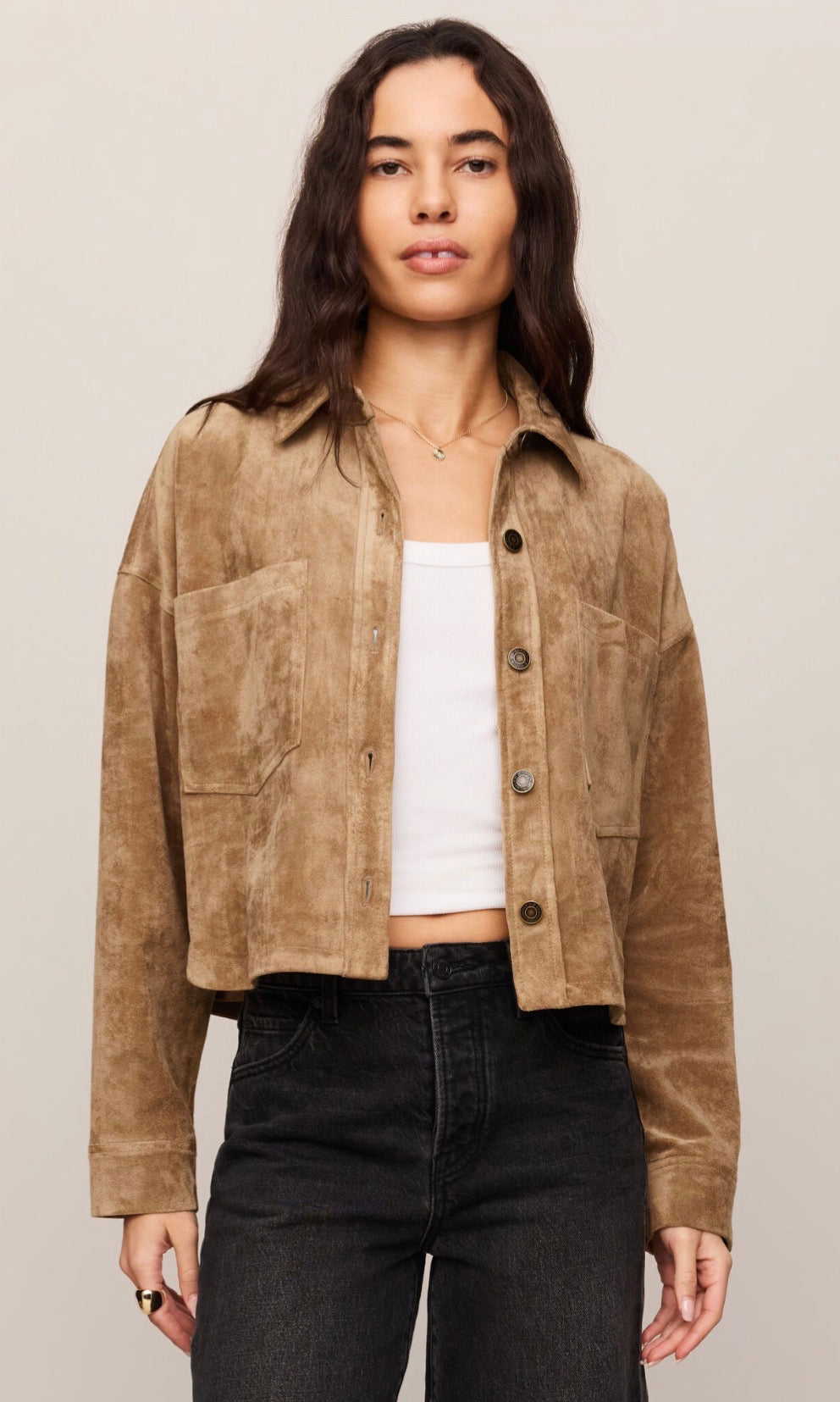 All day cropped suede jacket light sand - Z Supply