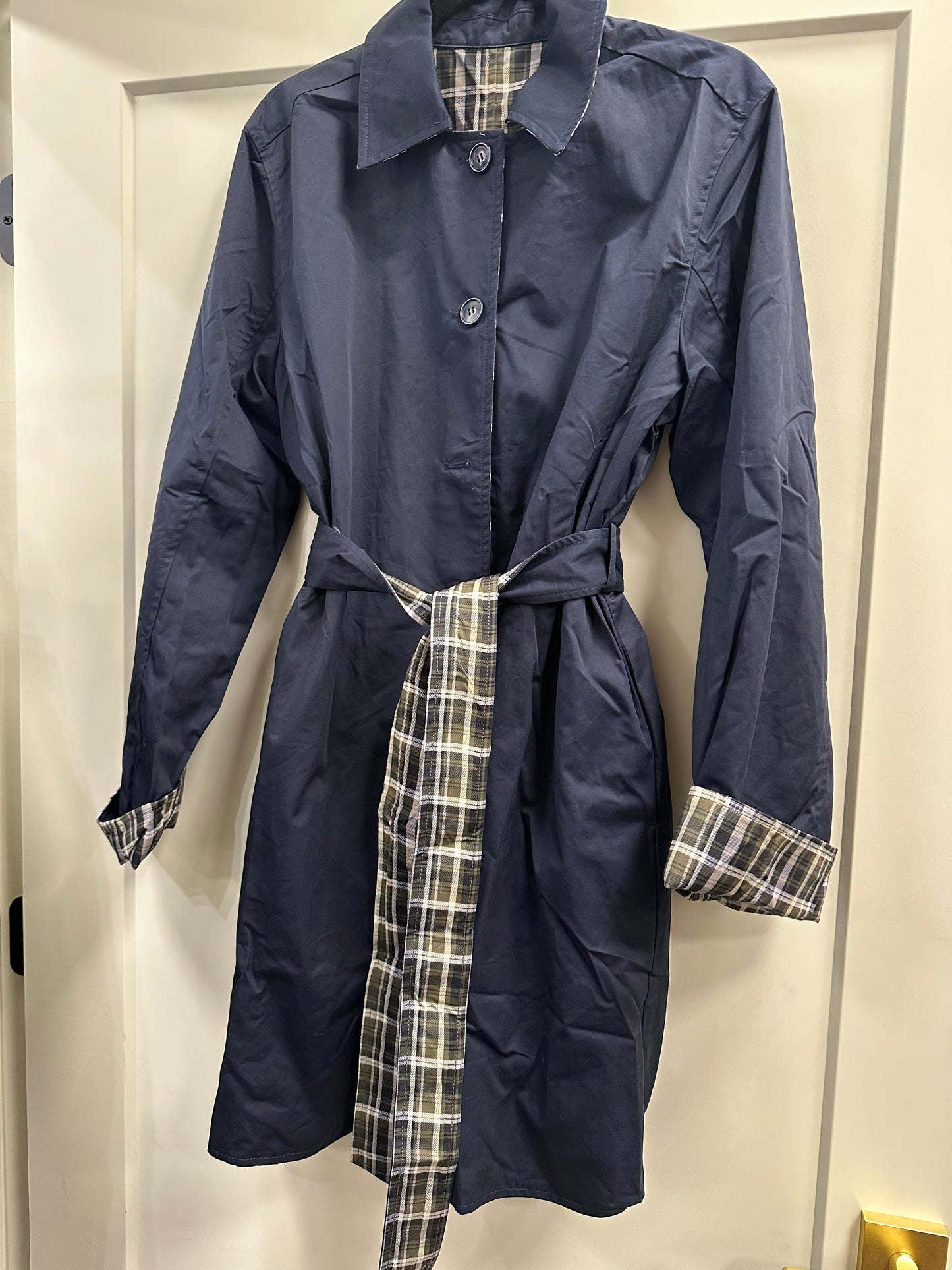 navy plaid reversible coat