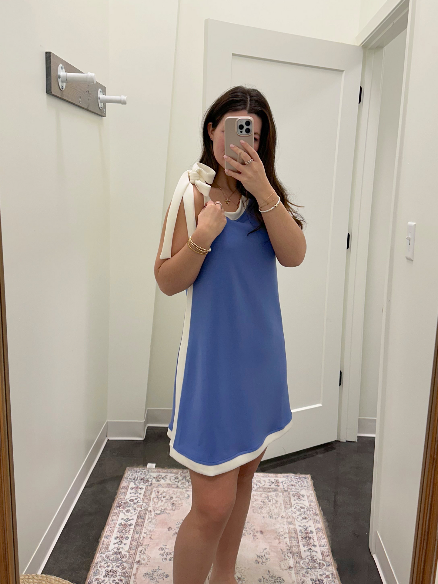 Modal Contrast Tie Strap Mini Dress - cornflower blue