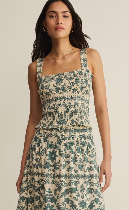LEYA TERA PAISLEY SMOCKED TOP