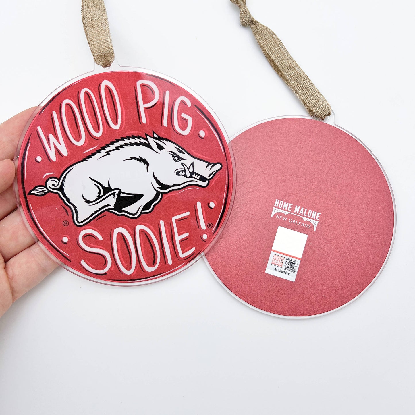 Arkansas Razorbacks Acrylic Ornament Woo Pig Sooie