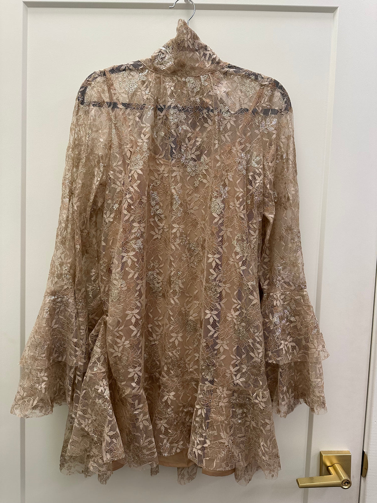 Taupe sheer w/ lining sparkle dress