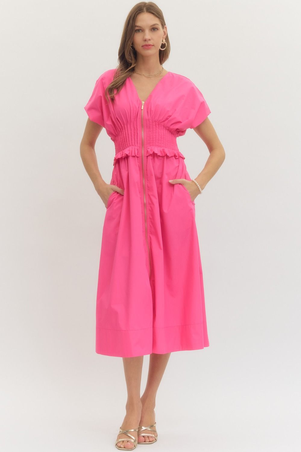 Hot Pink Midi Dress