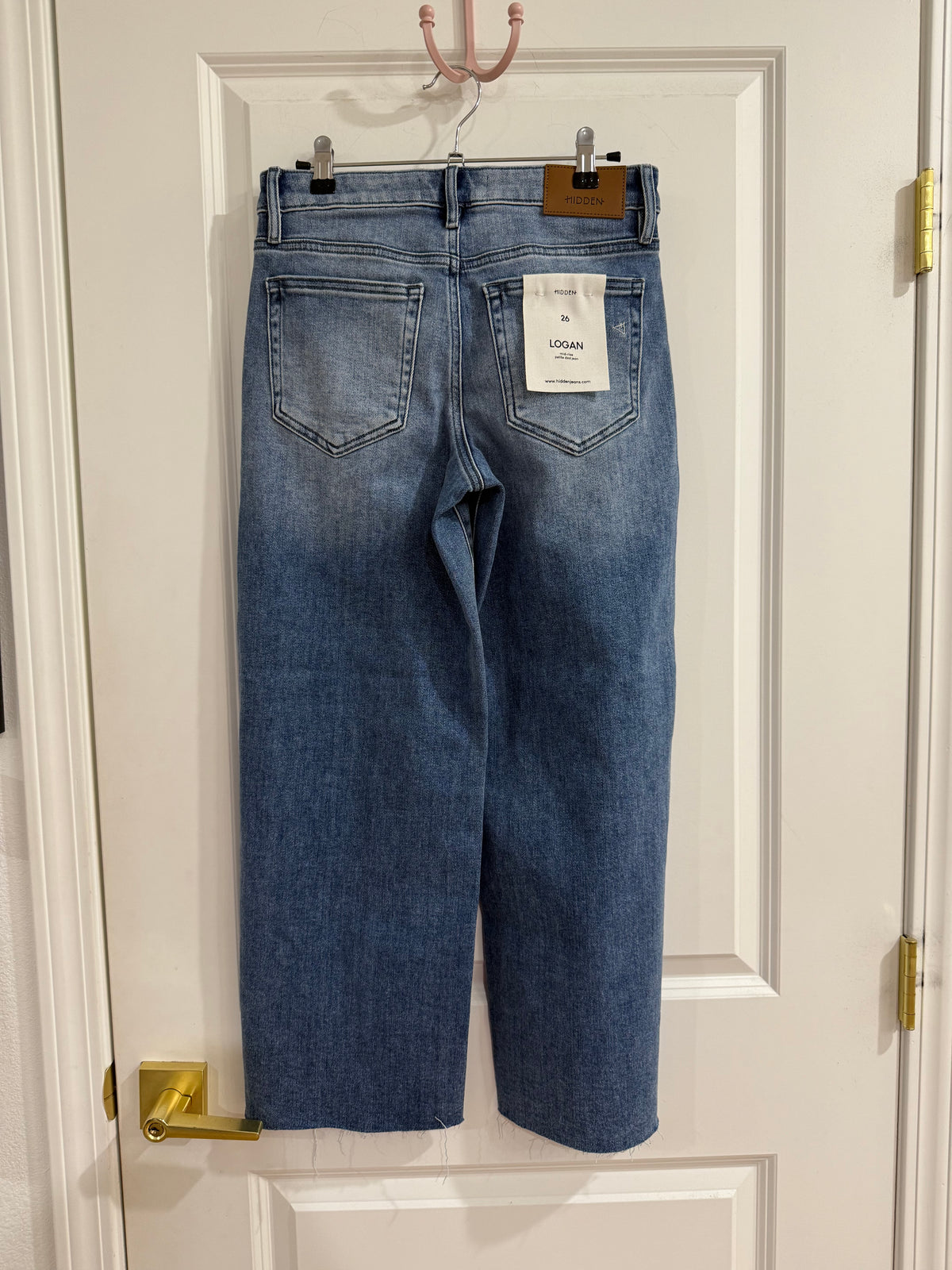 Medium Wash Mid Rise Petite Dad Jean (Logan)- Hidden