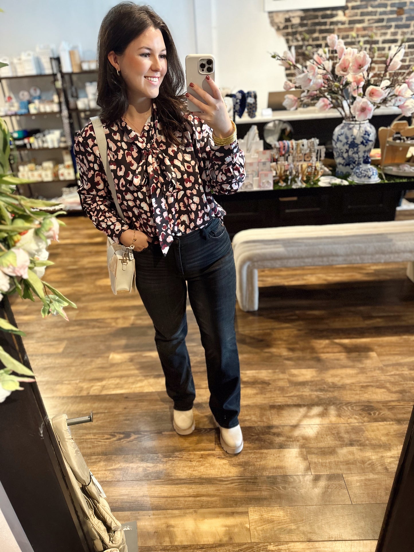 BURGUNDY LEOPARD BLOUSE