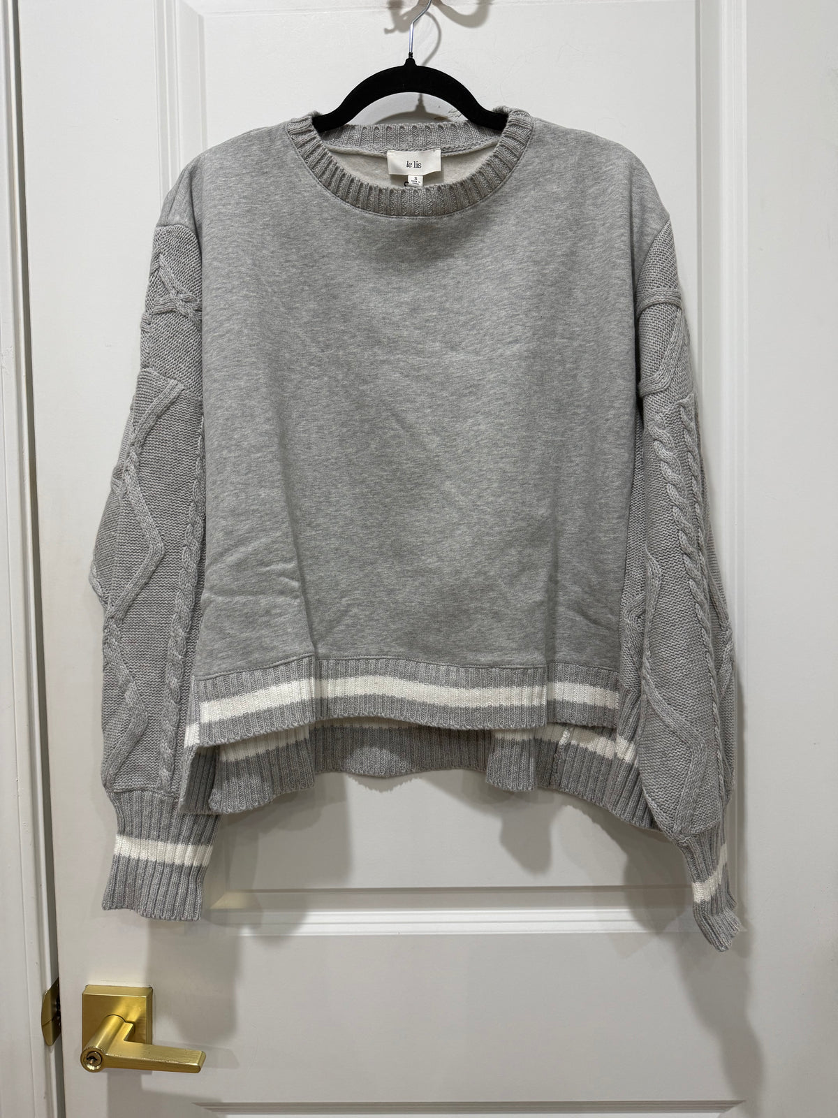 SWEATSHIRT WITH KNIT SWEATER SLEEVE - H Grey