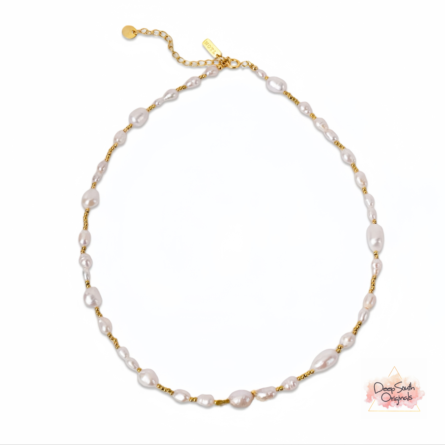 "Anna Chain" Pearl with 18k Plated Stainless Steel
