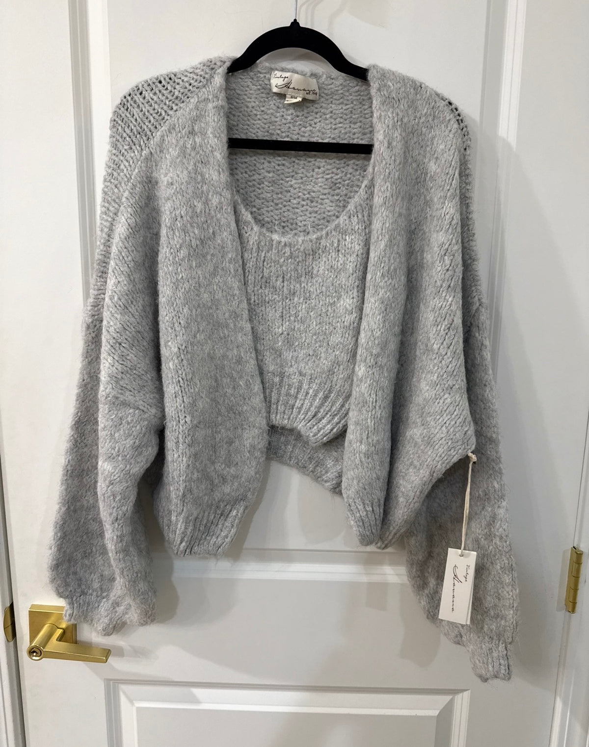 Light grey tank cardigan set