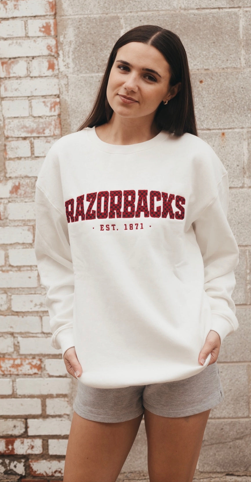 Razorback Checkered Crewneck