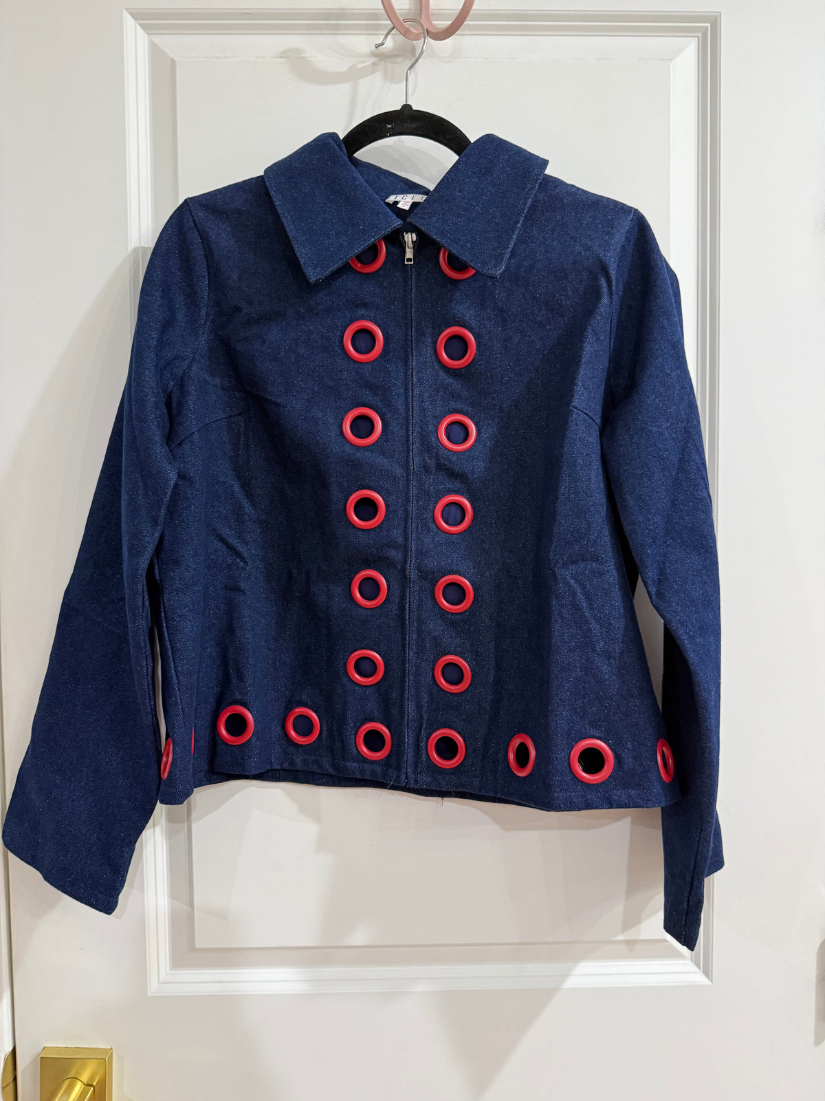 Denim red grommet jacket