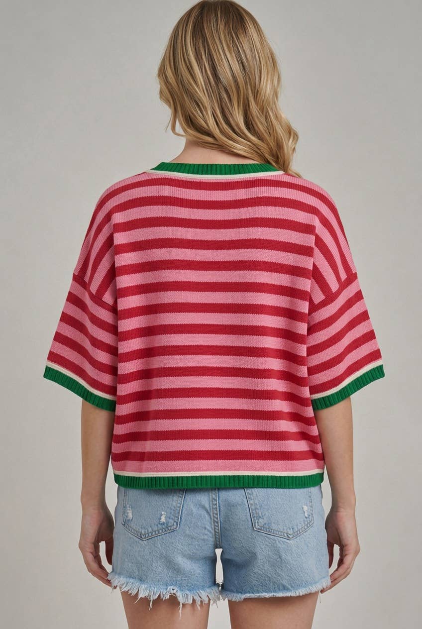 CHRISTMAS MERRY SHERPA STRIPE SWEATER
