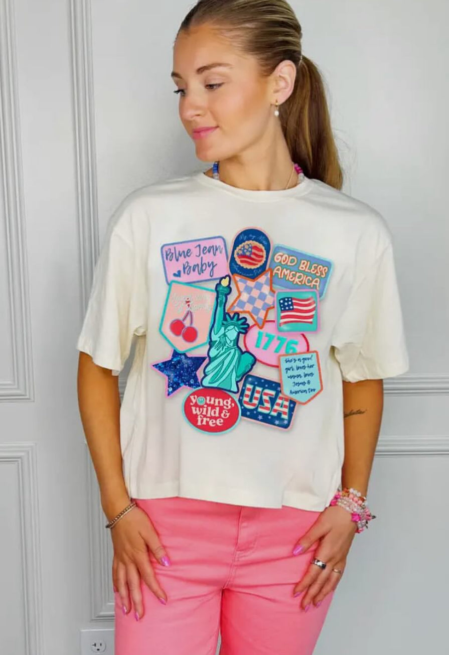 Patriotic Patch Cropped Tee