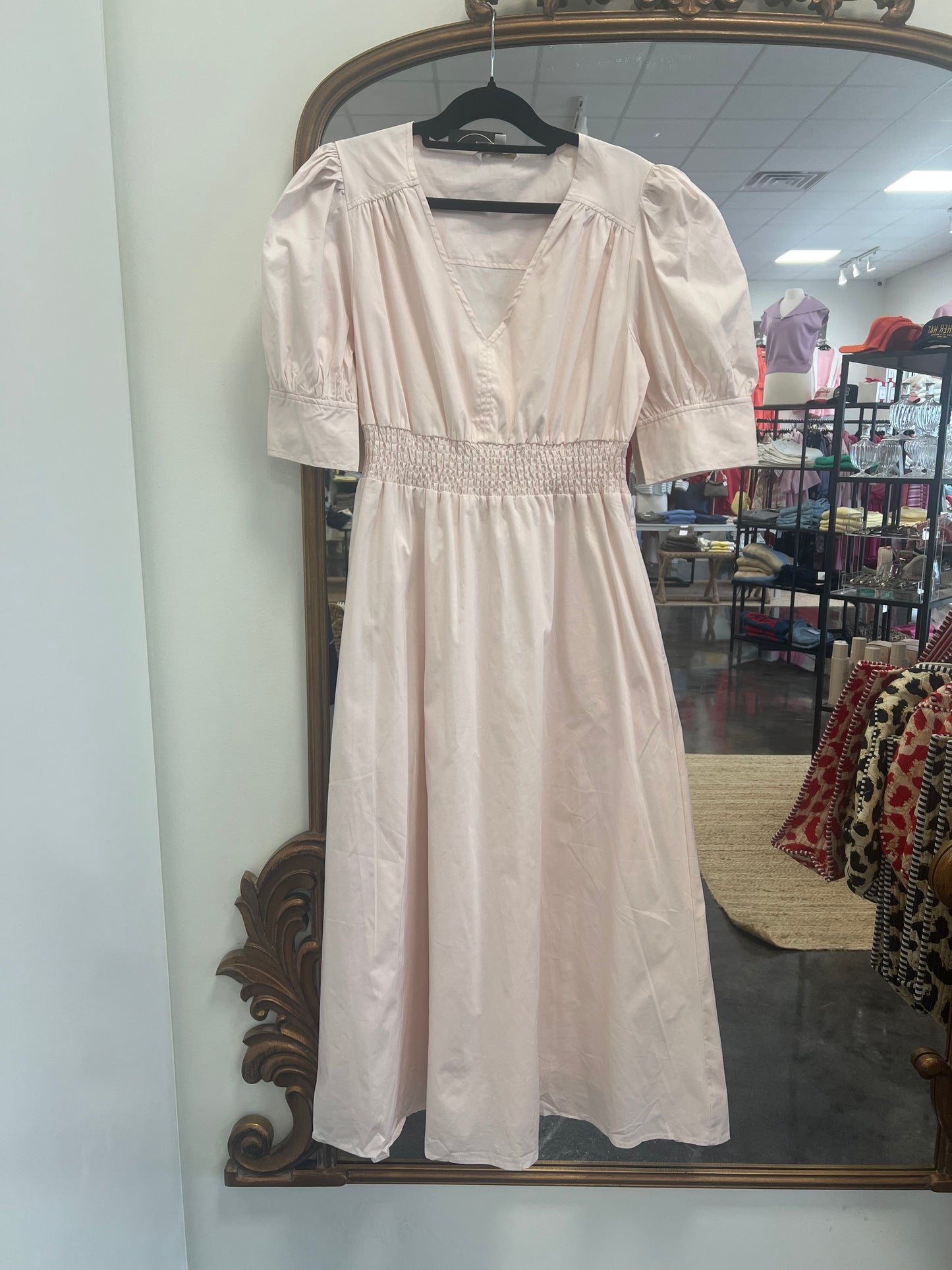 solid poplin v neck dress KARLIE