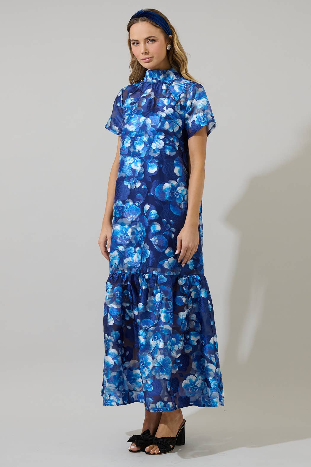 Abay Floral Dime Organza Maxi Dress