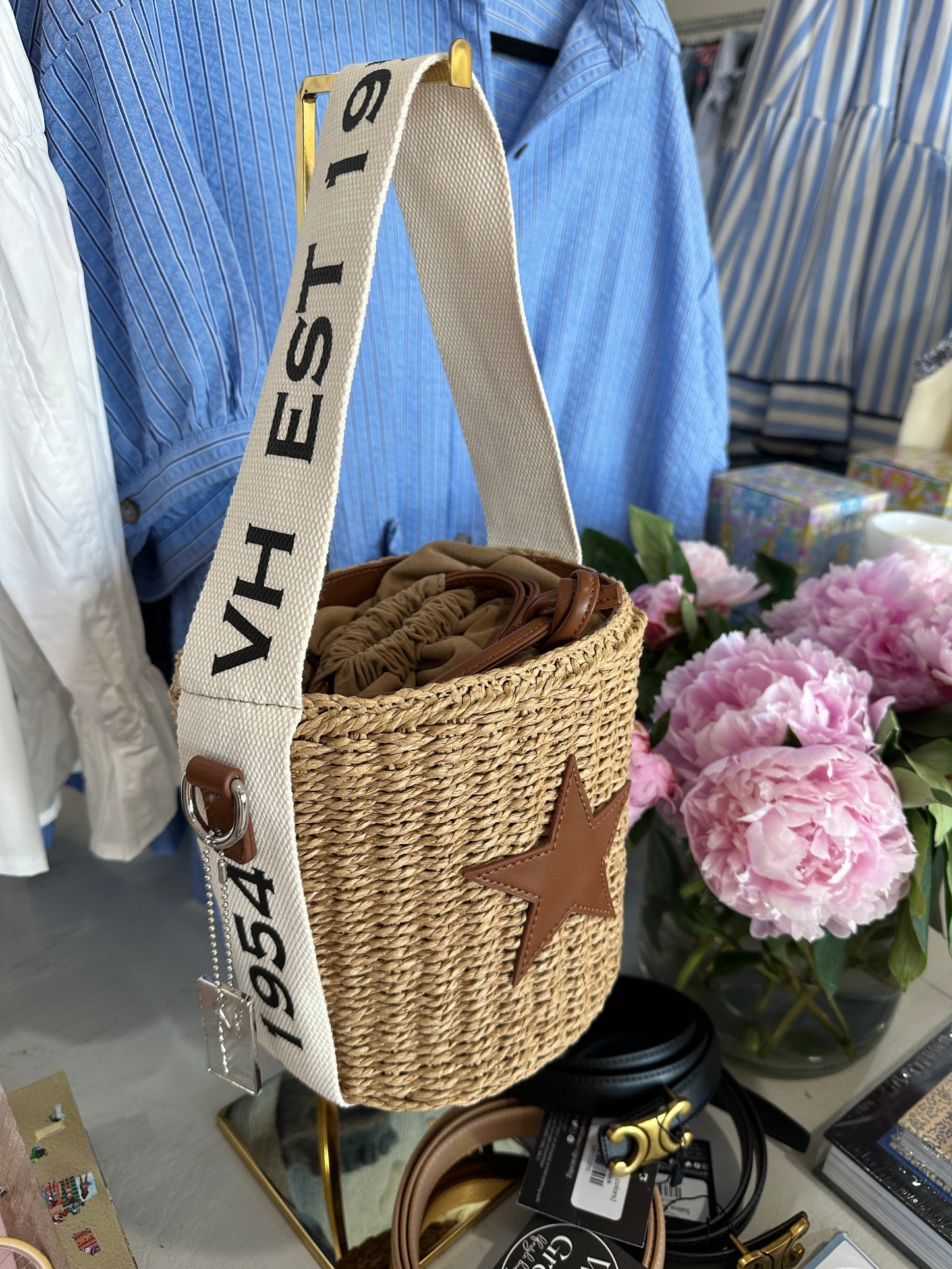 Vintage Havana Raffia Bucket Bag