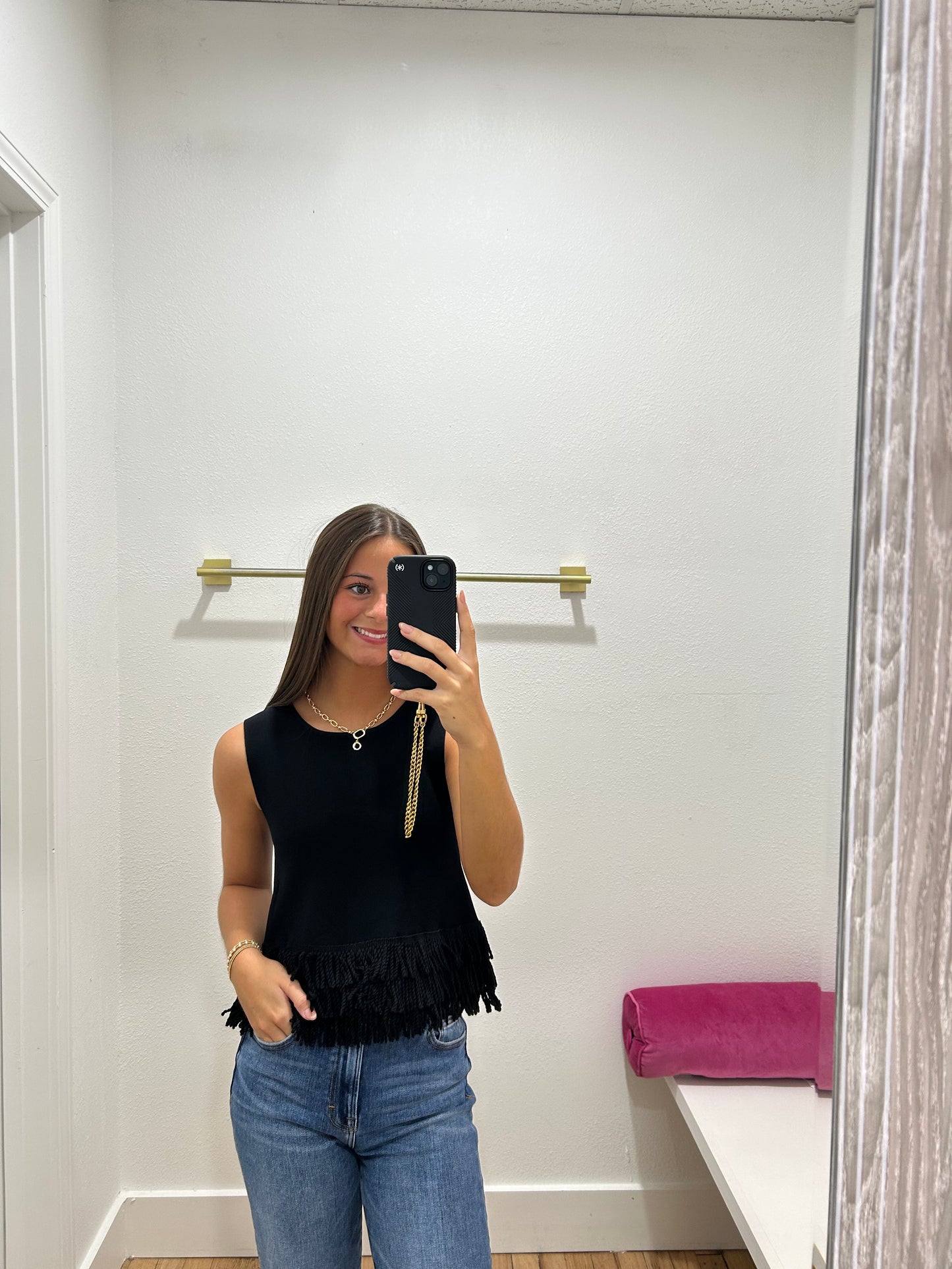 annie knit fringe top (2 colors)
