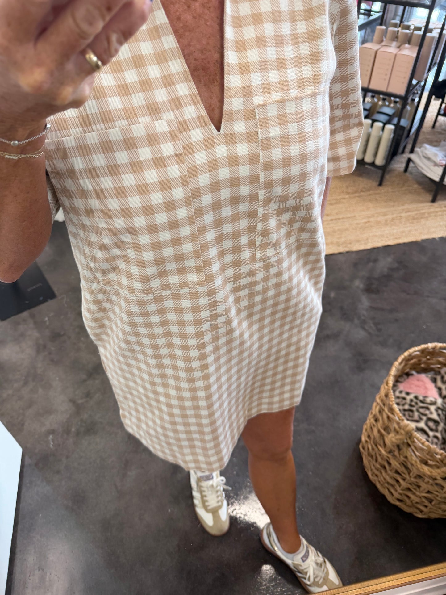 Check Denim Vneck Pocket Dress - Karlie