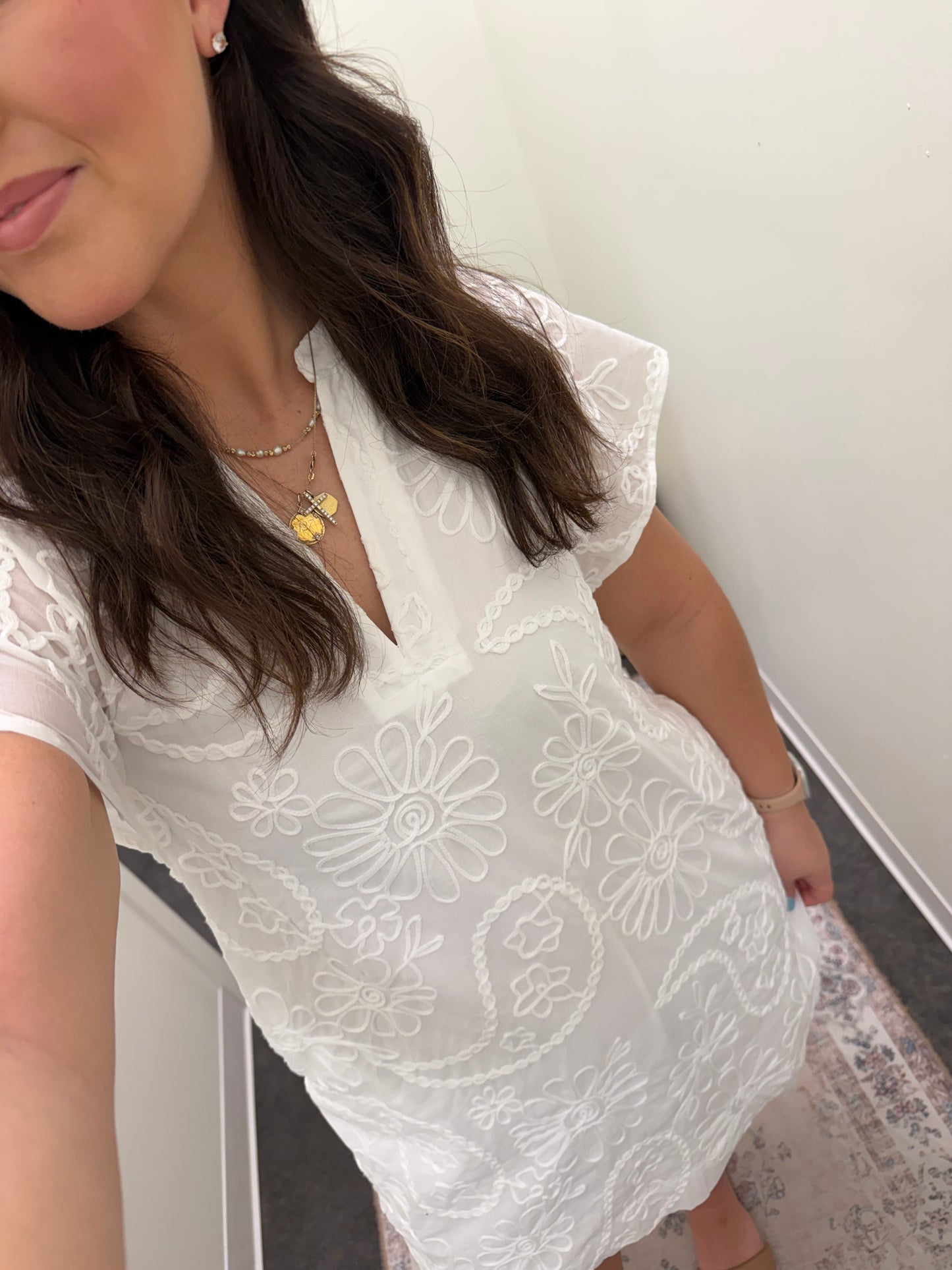 Floral embroidered mini dress