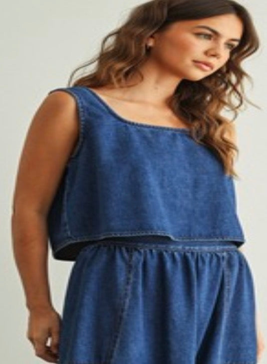 SOFT DENIM SLEEVELESS TOP