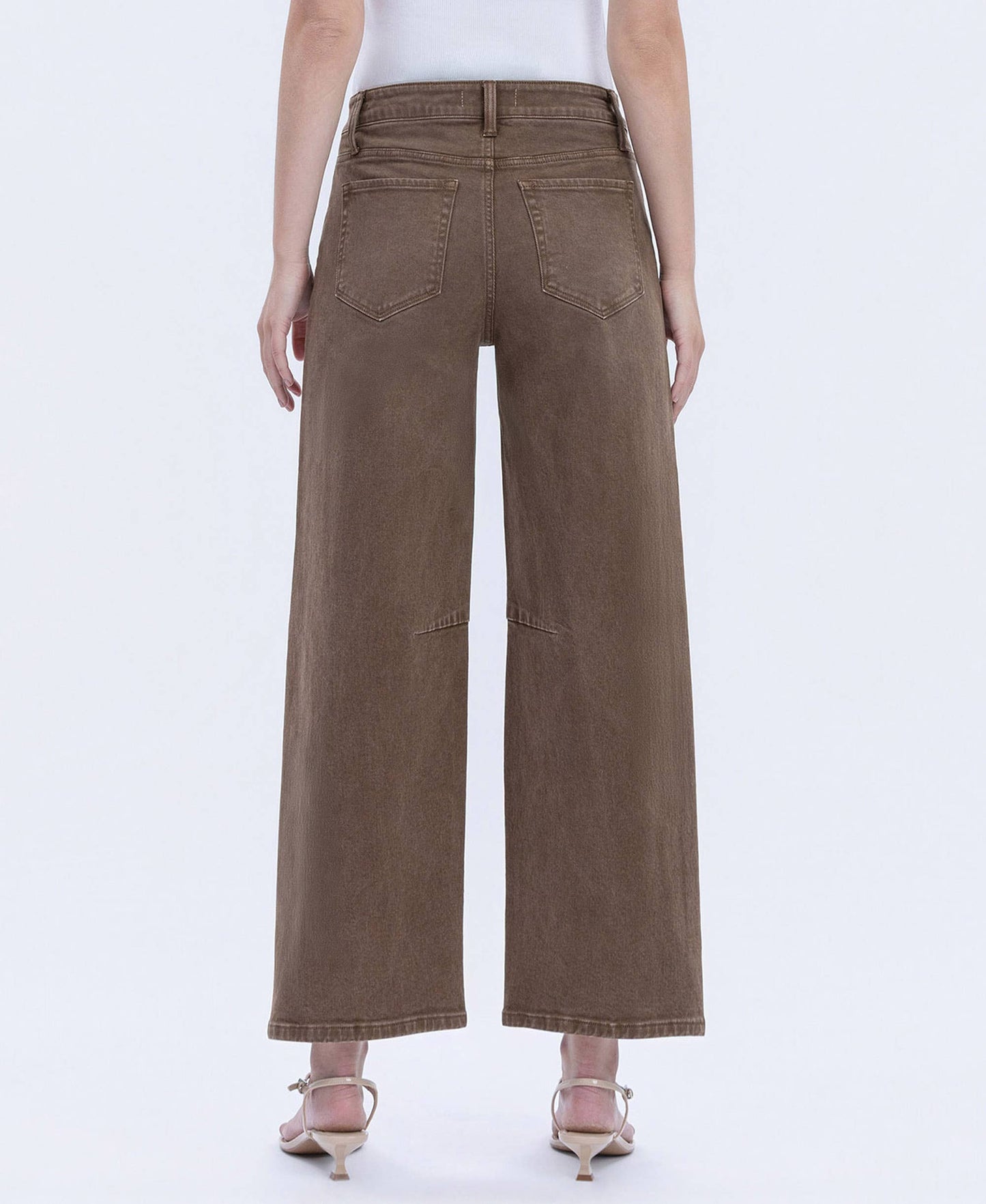 HIGH RISE FRONT WELT POCKET DETAIL BARREL JEANS