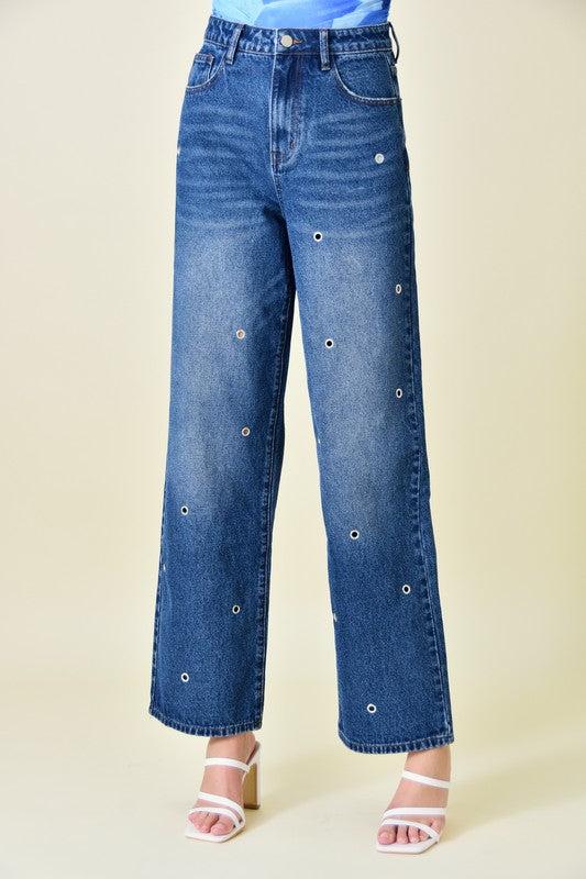 Luxe Ring Grommet detail denim jean