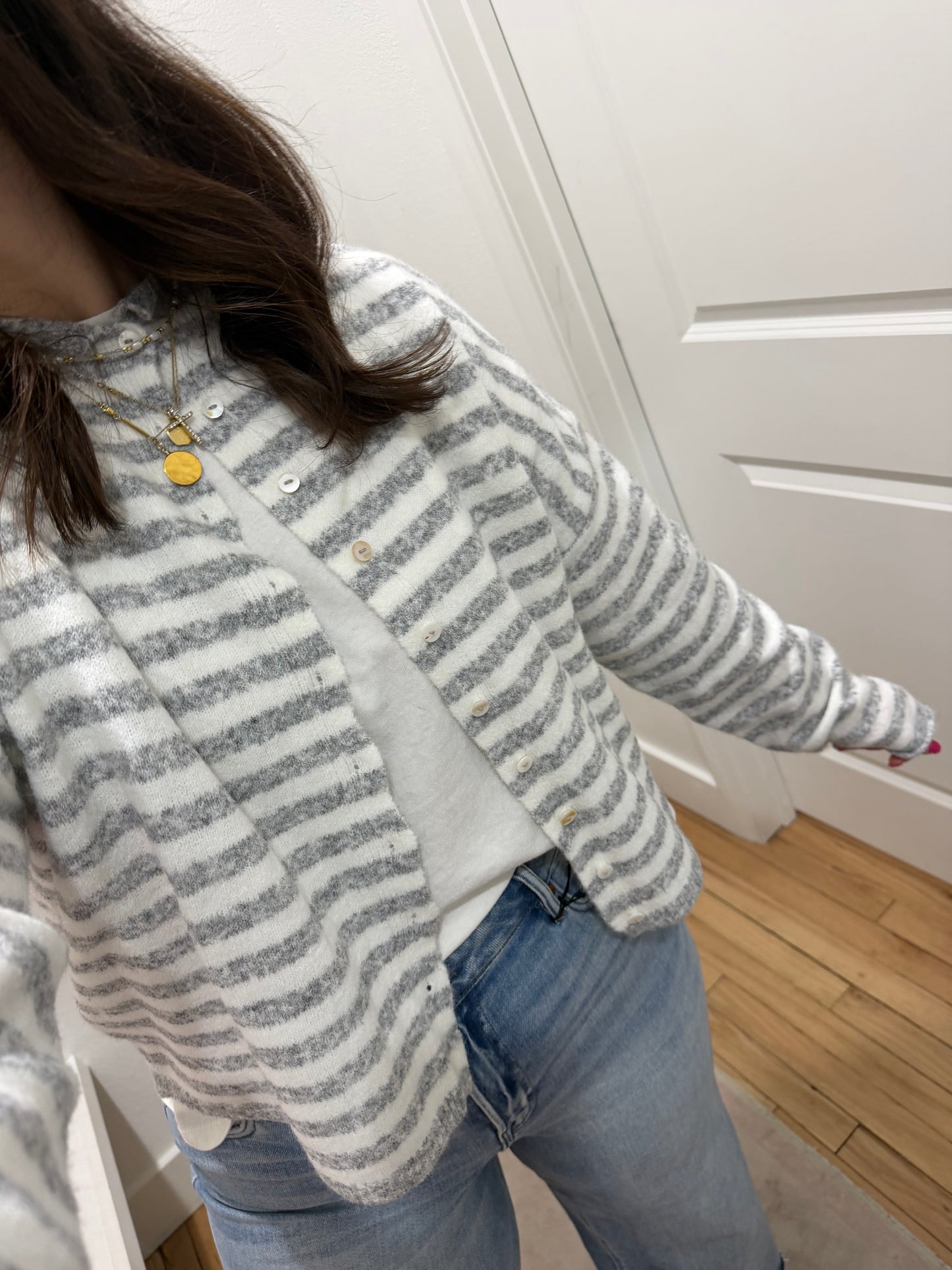 grey stripe piper cardigan