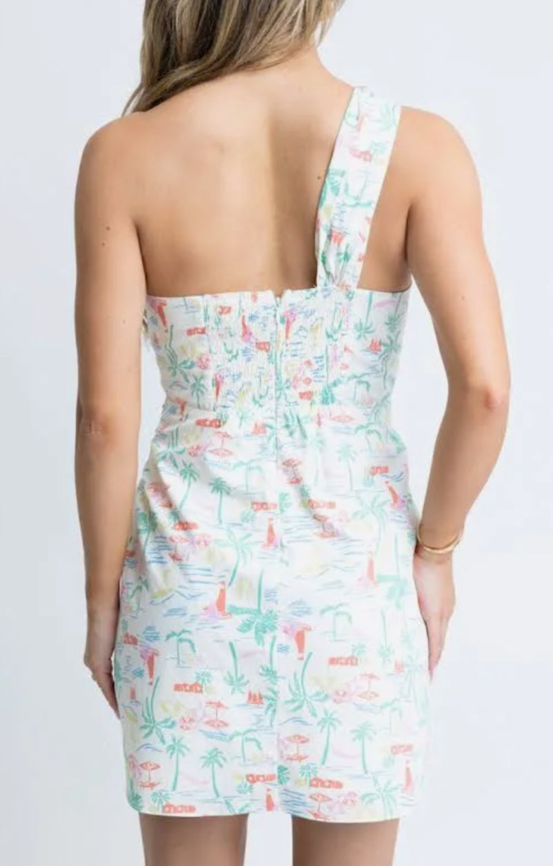 Seashore One Shoulder Knot Dress - Karlie