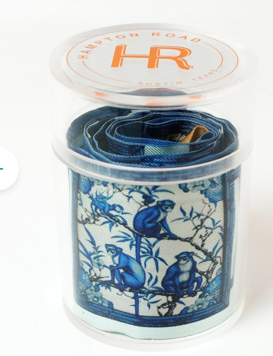 Hampton Chinoiserie Minkey Blue Twilly Scarf Set (scarf only)