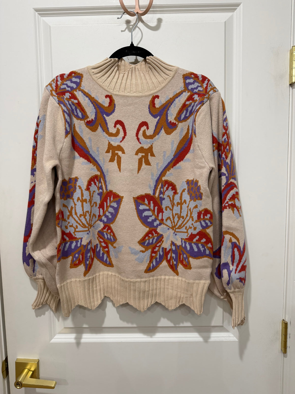 Floral motif sweater
