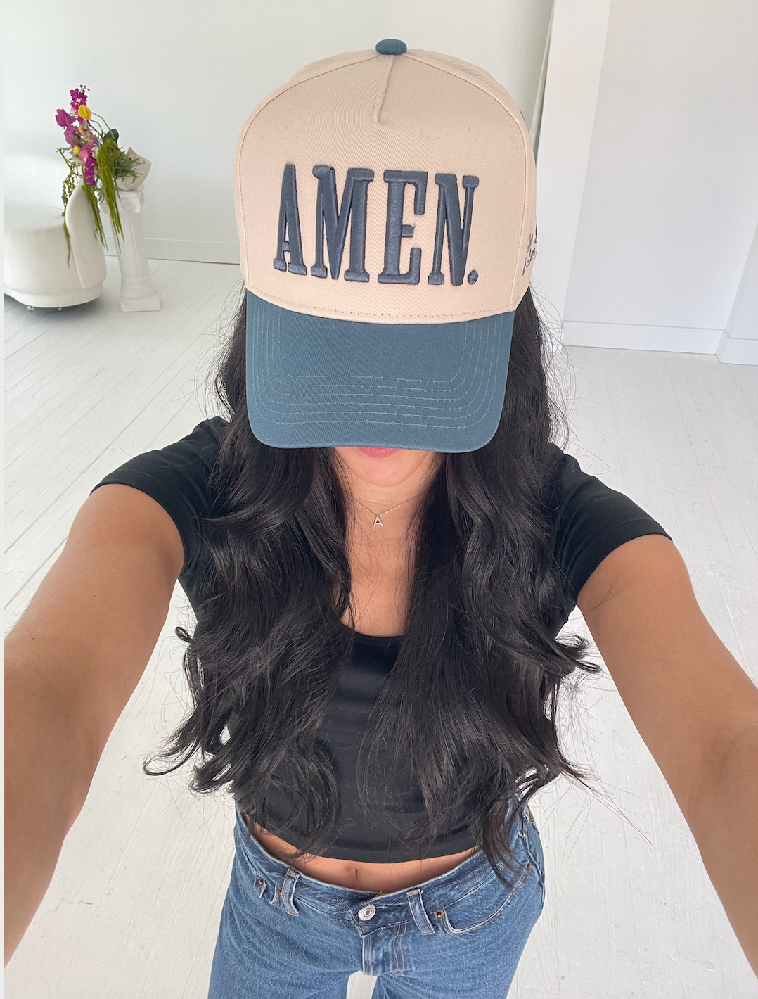 AMEN. - Slate Blue Vintage Trucker Hat