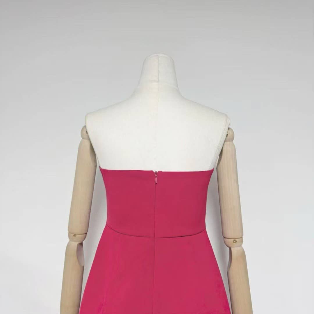 DR840Y Women’s Strapless Dress with 3D Floral Beaded Detail