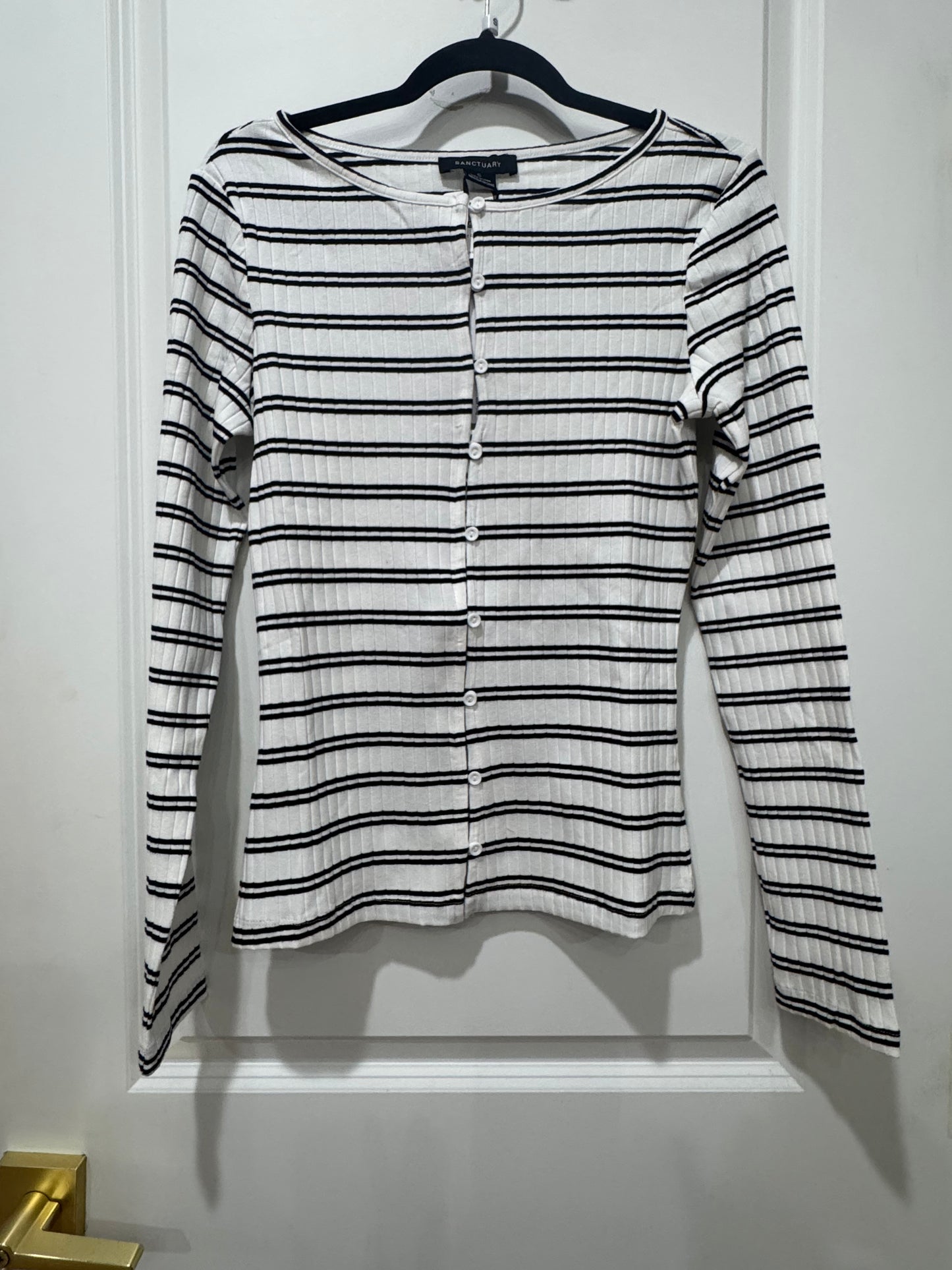 Button Front ribbed top chalk/blk SANCTUARY
