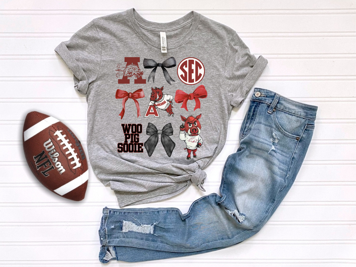 Arkansas Croquette Bella canvas Razorback adult and kid