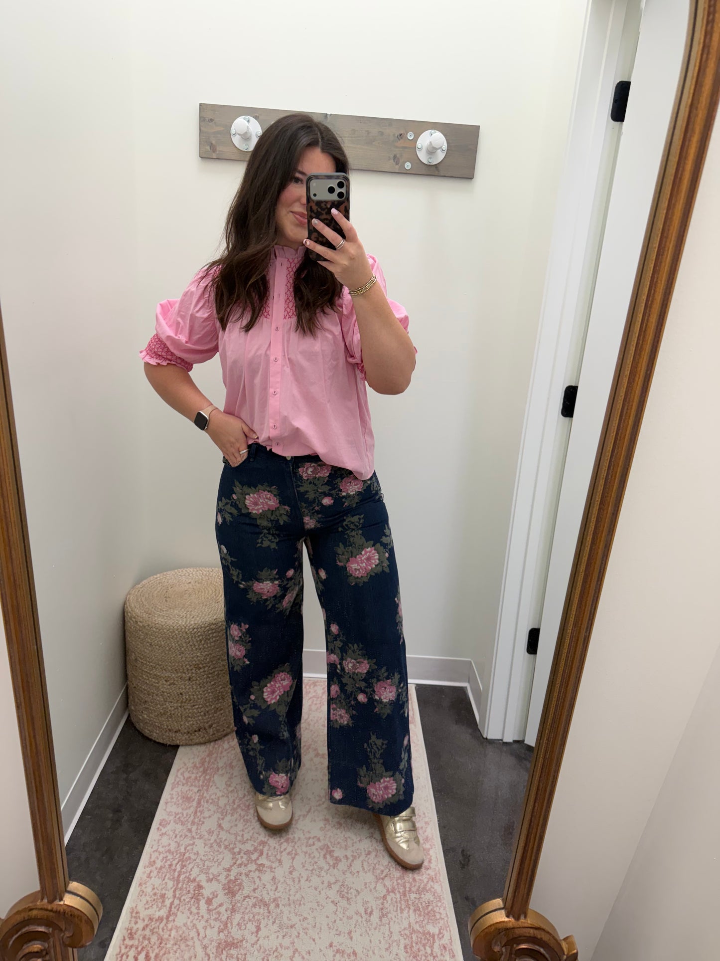 Embroidered button down Top