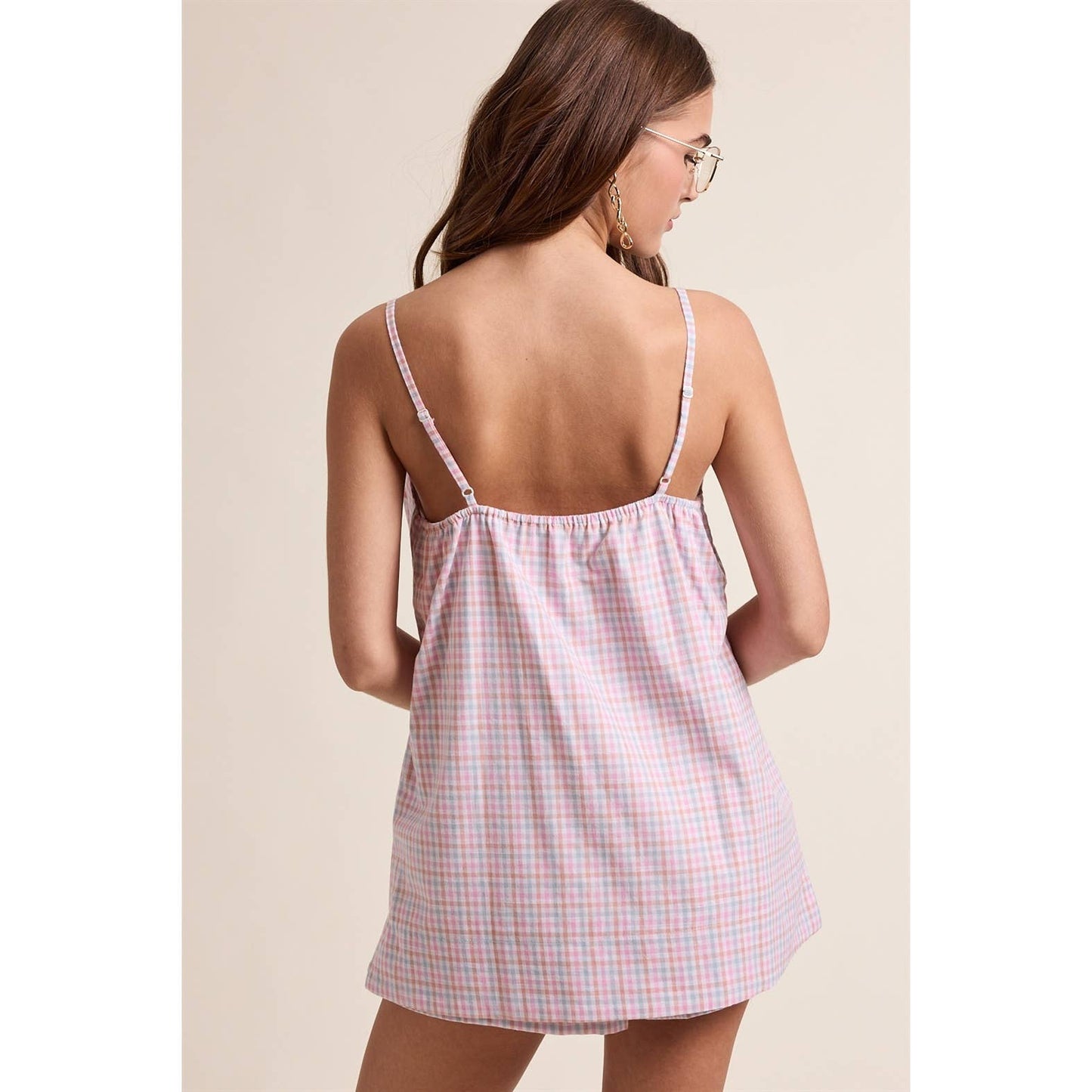 MULTICOLOR PLAID CAMI TOP AND SHORTS SET