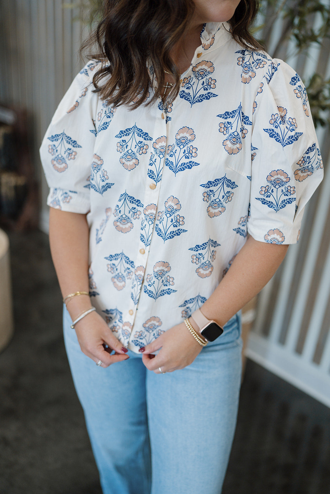 Vintage Floral Ruffle neck Top - Karlie