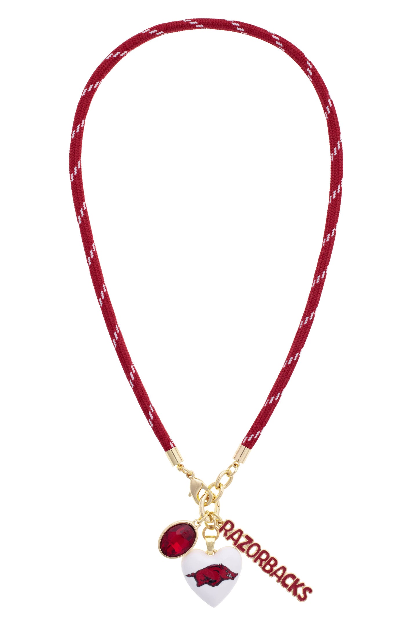 Arkansas Razorbacks Logo Heart Paracord Necklace