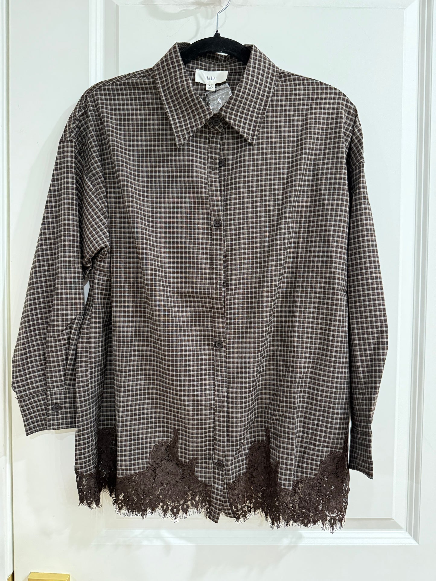 Lace detail oversized shirt