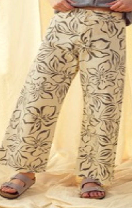 FLORAL PRINT STRETCH PANTS